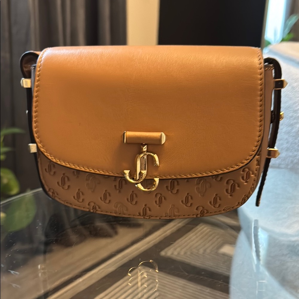 Jimmy Choo Vareene Tan Leather Crossbody Bag